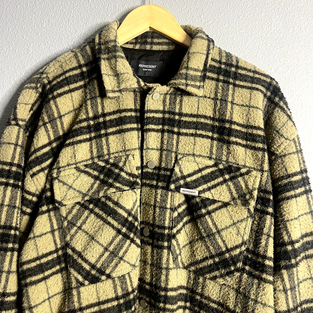 Represent Clothing Streetwear Flannel Overshirt‎ Size L Plaid Urban Virgin Wool